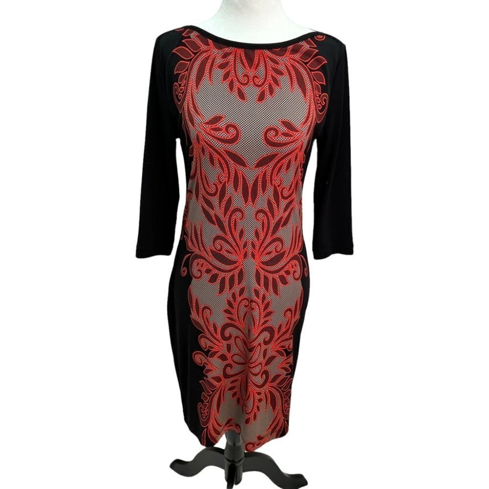 BANANA Republic Black/Red Pattern Jersey Dress XS